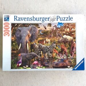 Ravensburger 3000 Piece Puzzle African Animal World Wildlife Safari 2 Pc Missing